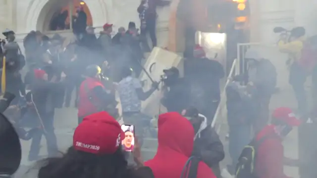 EXCLUSIVE - Police tear gas Trump protestors at US Capitol