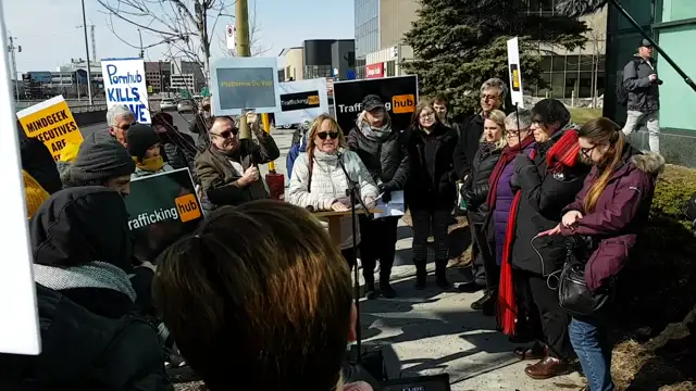 Protesters rally against Pornhub in wake of illegal child rape vids